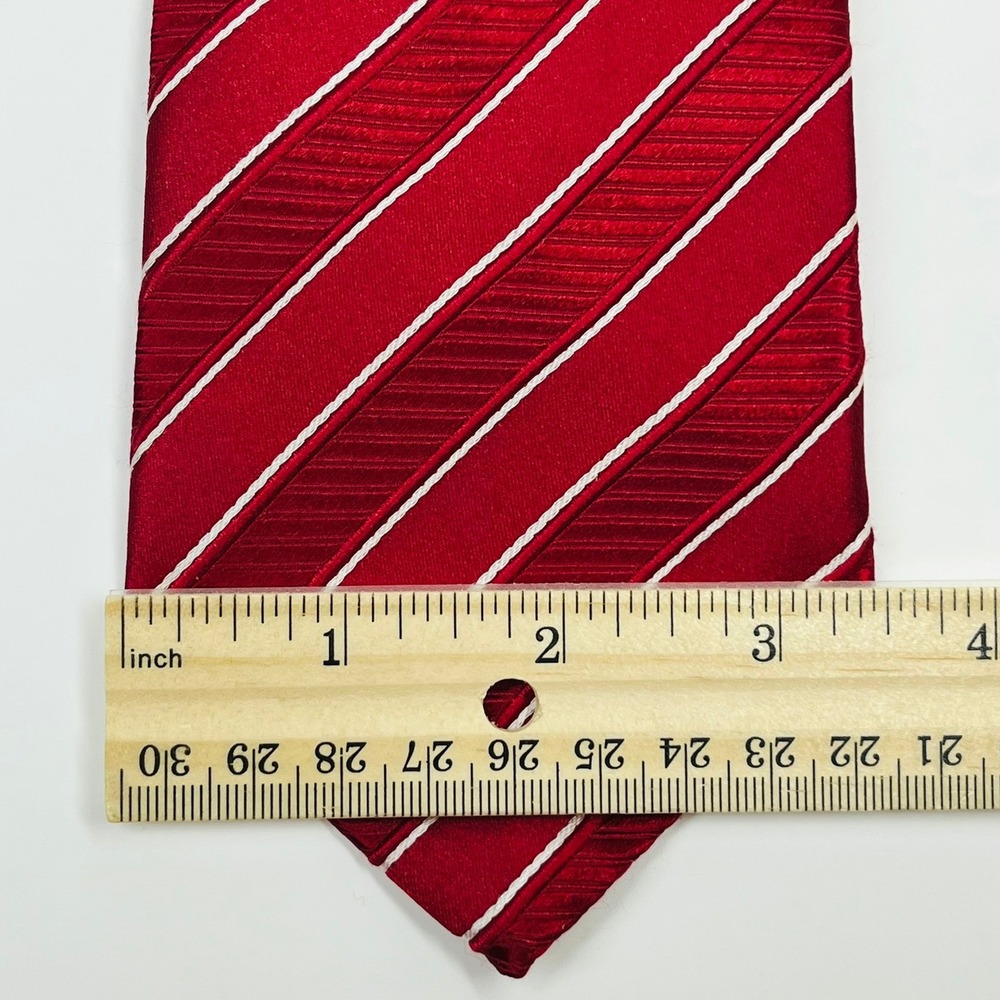 Donald J Trump Necktie Mens 61" Red Striped Silk Signature Collection Power Tie - Picture 4 of 11